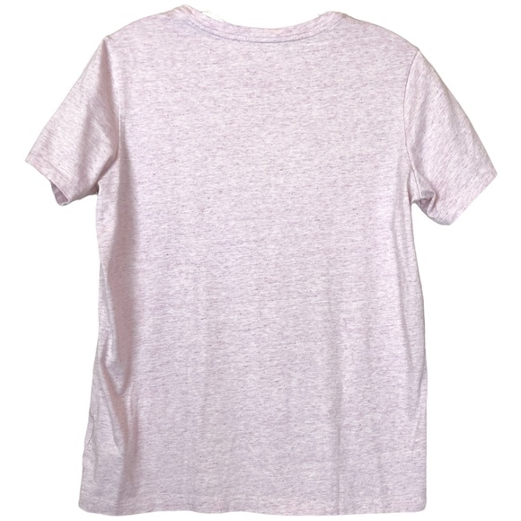 Lands’ End Supima Cotton Relaxed Fit Short Sleeve Heathered Pink Crewneck Shirt - Picture 2 of 3